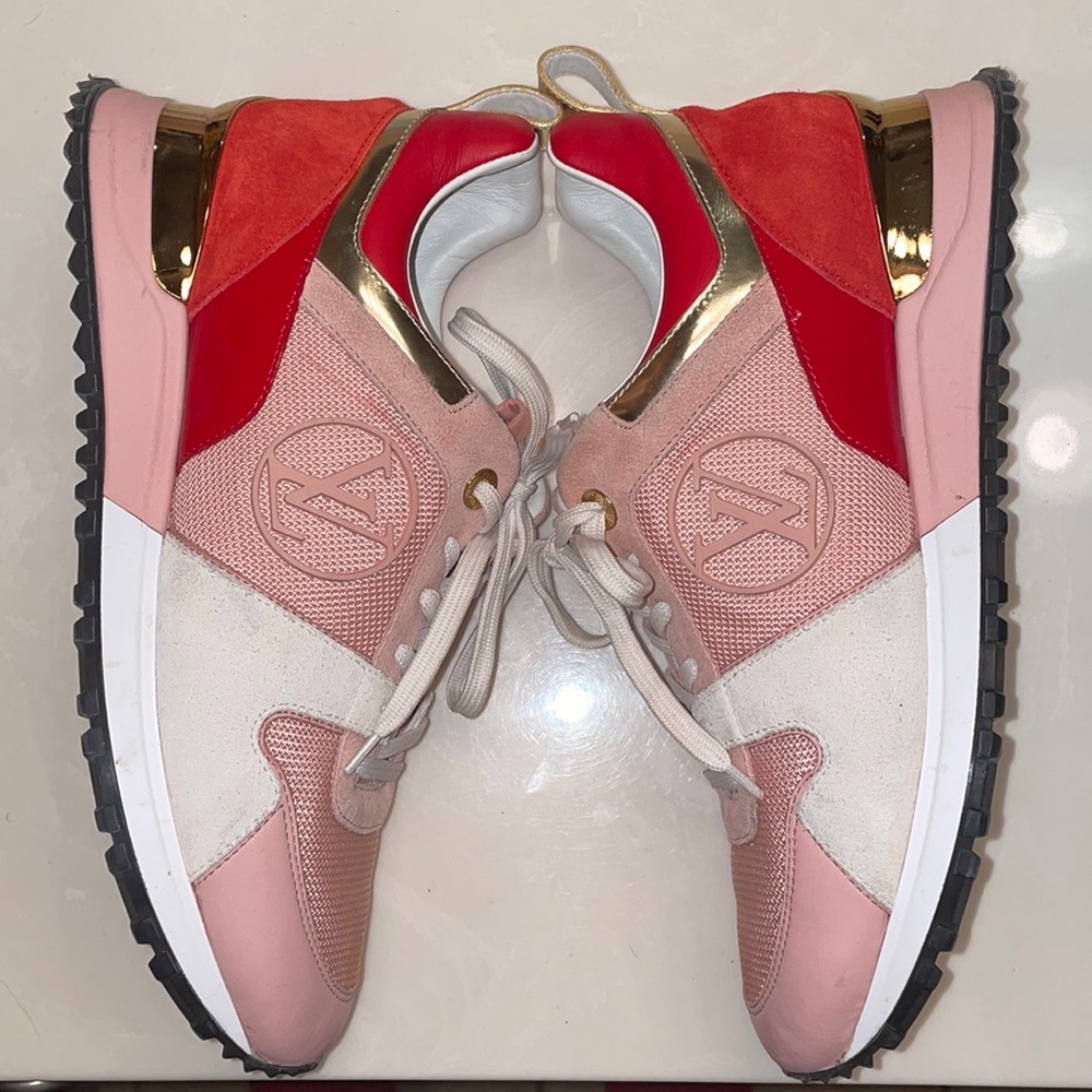 Women pink and red Louis Vuitton sneakers